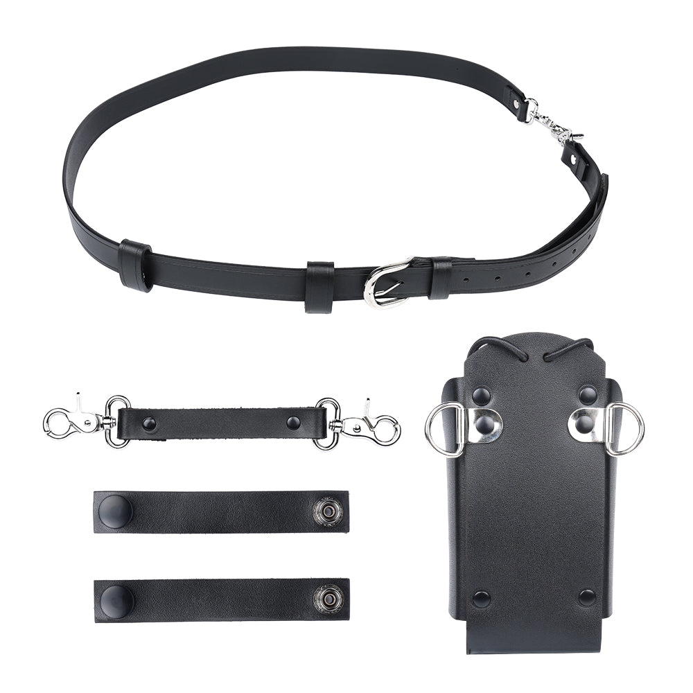 Leather Radio Holster Set, Fireman's Radio Strap, Anti-Sway Strap, Fits Motorola APX Series for Firefights, EMT, Security, Police