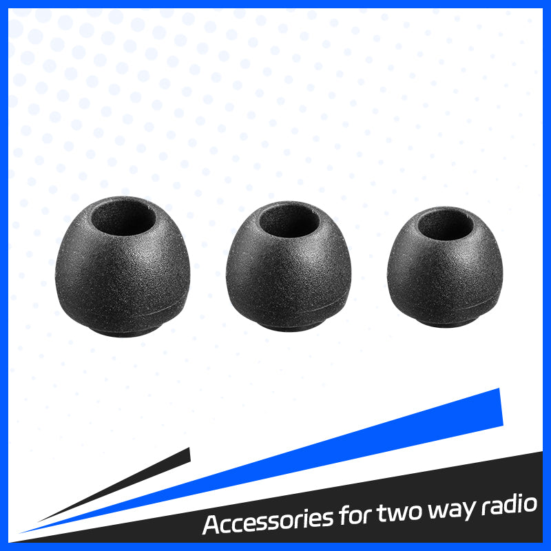 100 Pack Soft Rubber Ear Buds Black Ear Tip for E-19 Earpiece