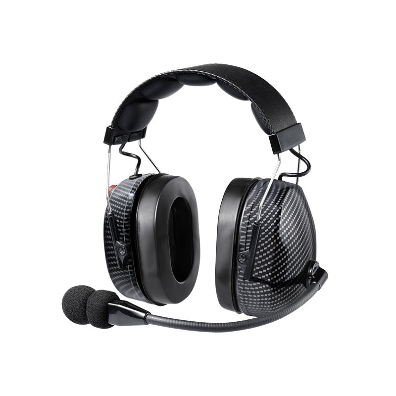 Carbon Fiber Dual Earmuff Noise Cancelling Headset