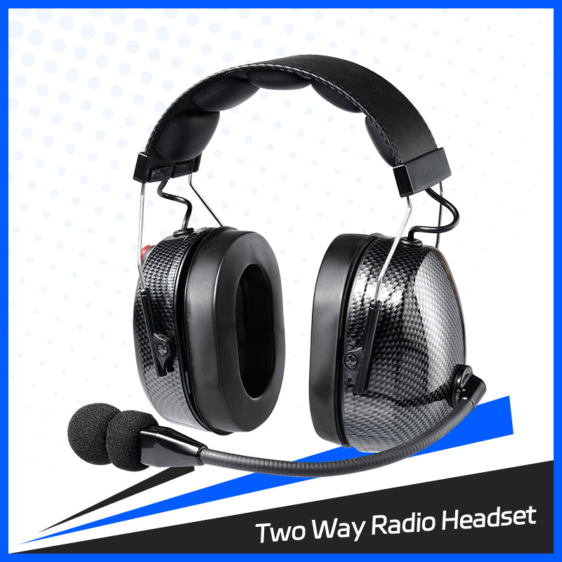 Carbon Fiber Dual Earmuff Noise Cancelling Headset