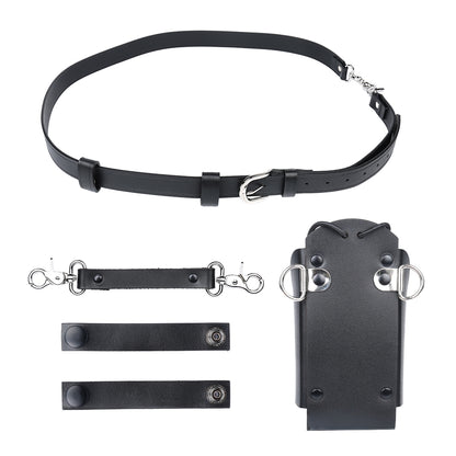 Leather Radio Holster Set, Fireman's Radio Strap, Anti-Sway Strap, Fits Motorola APX Series for Firefights, EMT, Security, Police