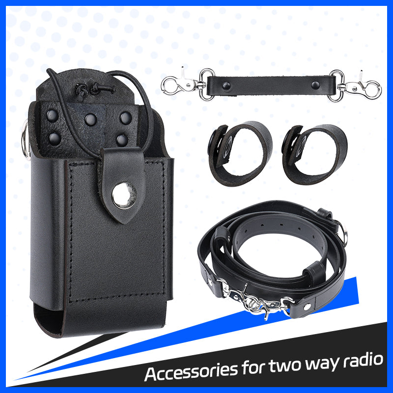 Leather Radio Holster Set, Fireman's Radio Strap, Anti-Sway Strap, Fits Motorola APX Series for Firefights, EMT, Security, Police