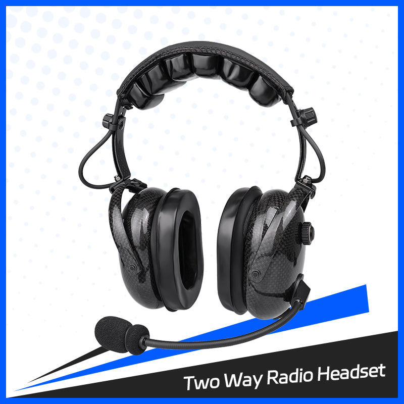 Carbon Fiber Over the Head Dual Earmuff Noise Cancelling Headset