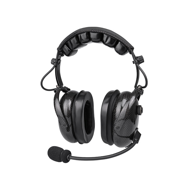 Carbon Fiber Over the Head Dual Earmuff Noise Cancelling Headset