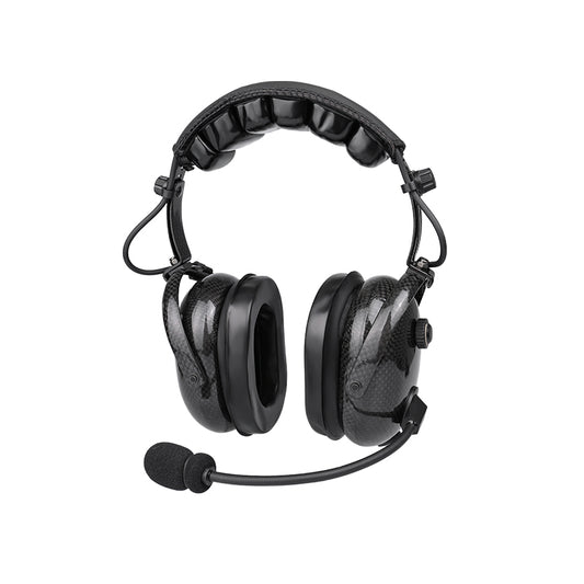 Carbon Fiber Over the Head Dual Earmuff Noise Cancelling Headset